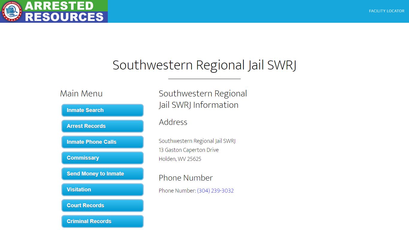 Southwestern Regional Jail SWRJ - Inmate Search - Holden, WV
